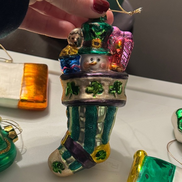 Irish Themed Holiday Ornament Set - Green, Gold, White - Picture 10 of 11